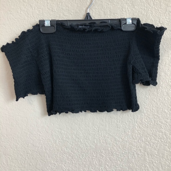 Ambiance Tops - Ambiance Black Off The Shoulder Crop Top NWT